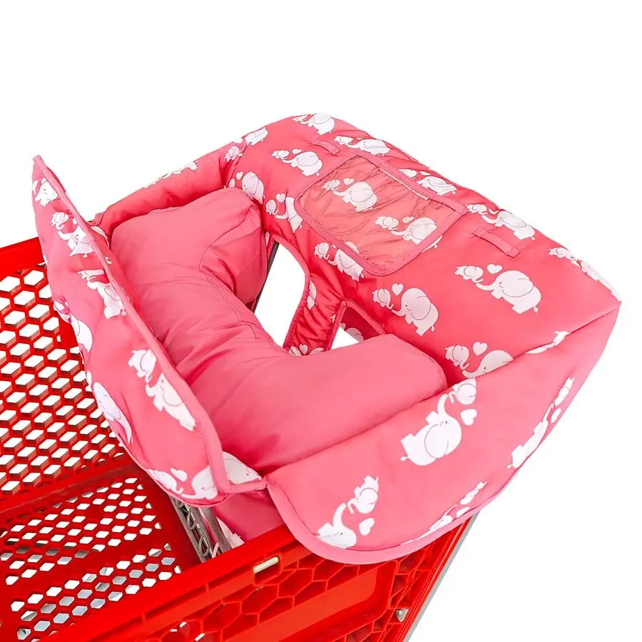 

Soft Pillow Attached 2in1 Shopping Cart and High Chair Cover for Baby, Cotton Padded Cart Cover, Foldn Roll Style, Portable with