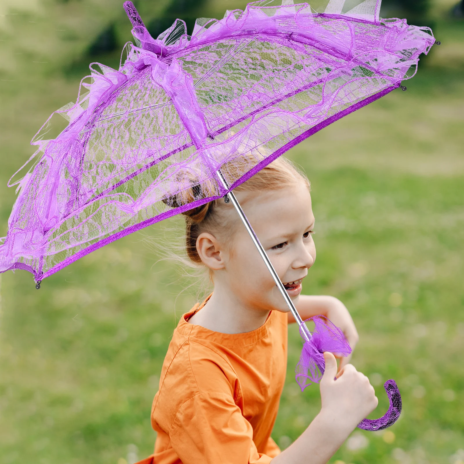 

Lace Bridal Umbrella Wedding Parasol Tear-Resistant Durable Decorative Prop for Bride Flower Girls Dance Photography