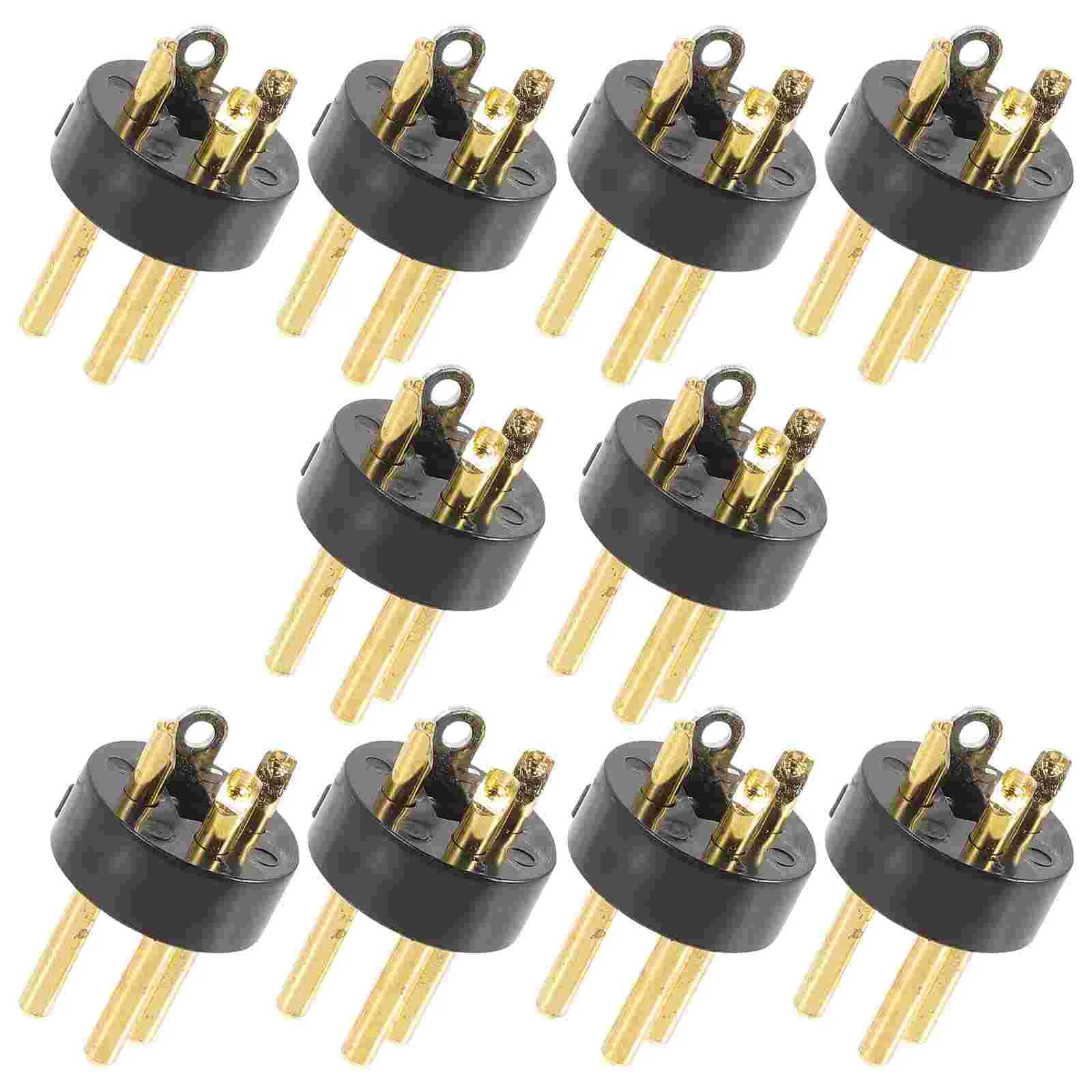 10 Pcs Accessories Male XLR Gold-plated 3-pin 10pcs Microphones Speaker Wire Abs Adjustable Stand Connector