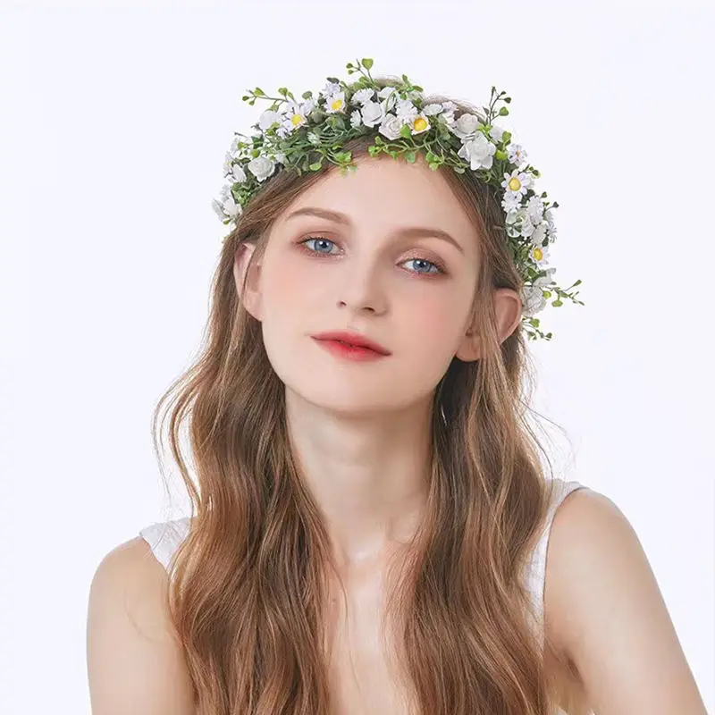 

Flower Crown for Women With Adjustable Ribbon - Floral Headband for Girls, Headpiece, Hair Wreath, Wedding Halo