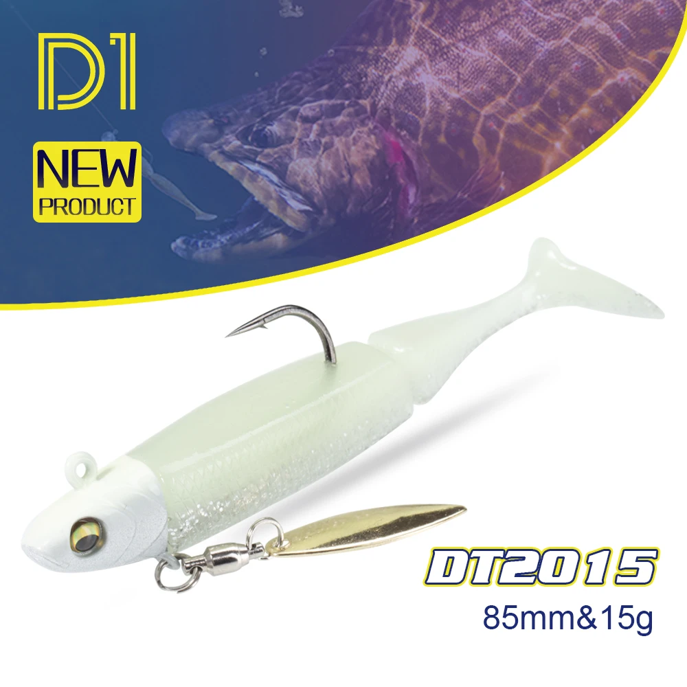 

DT Black Minnow Soft Fishing Lure with jig 85mm 15g silicone For Bass Pike Leurre Souple