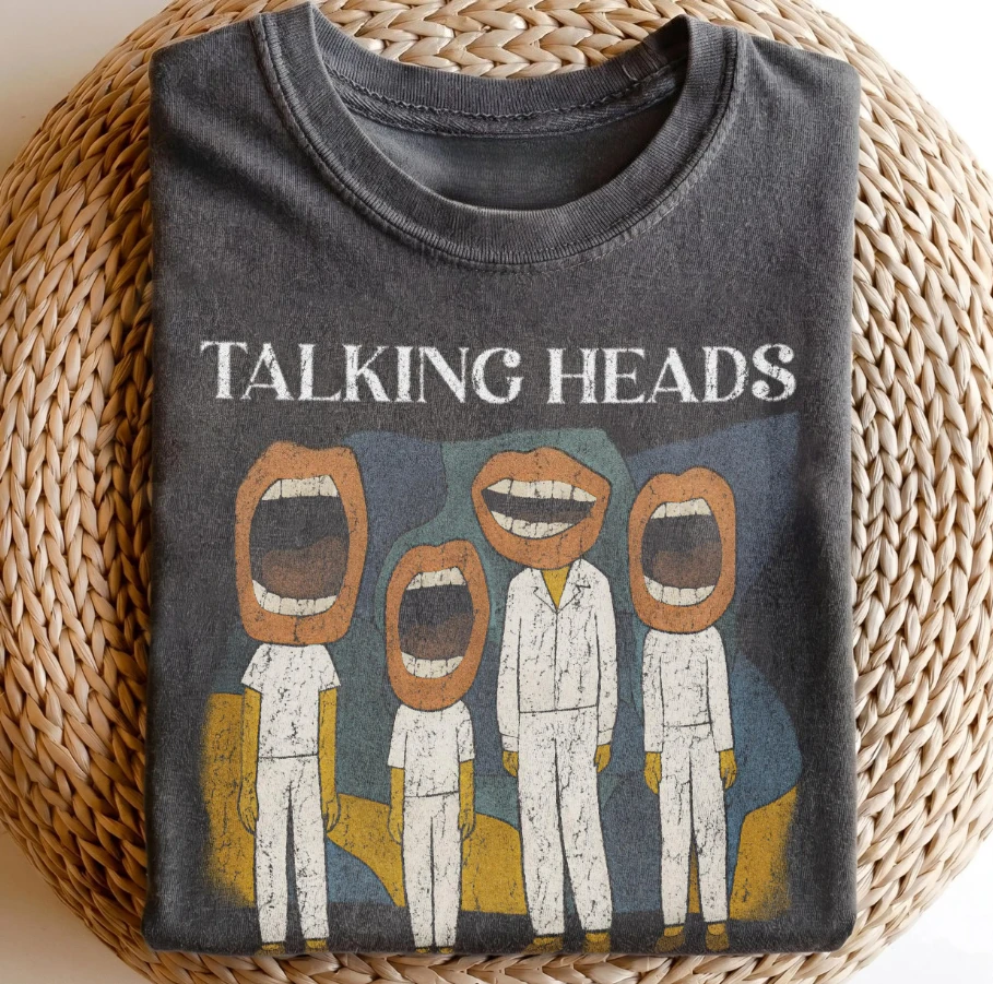 Summer Women's Vintage Talking Heads Print T-shirt Streetwear Oversized Loose Casual Short Sleeve Suitable for All Seasons