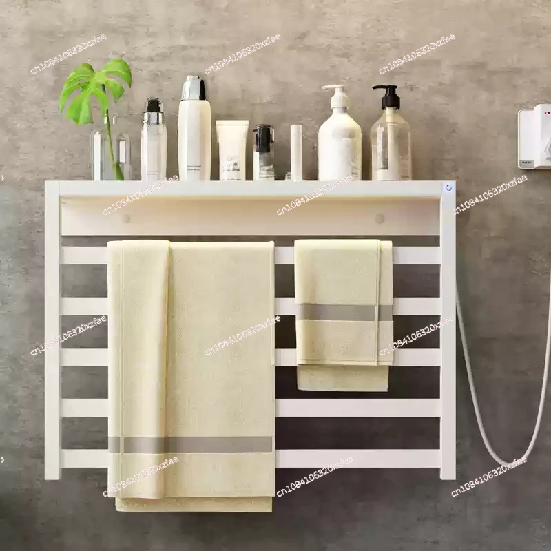 Stainless steel electric towel rack punching-free bathroom towel rack bathroom shelf household towel drying rack