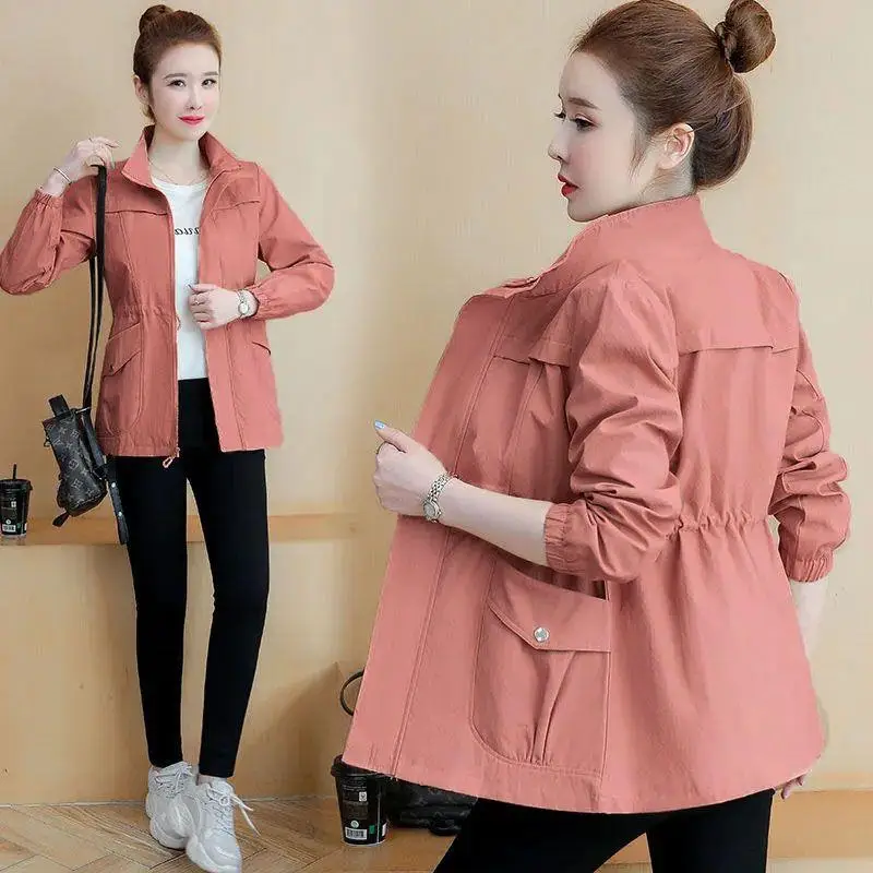 Versatile Short Jacket for Women Mom Style 2025 Spring Autumn Popular Large Size Jacket New Top Thin PU Material Loose Fit