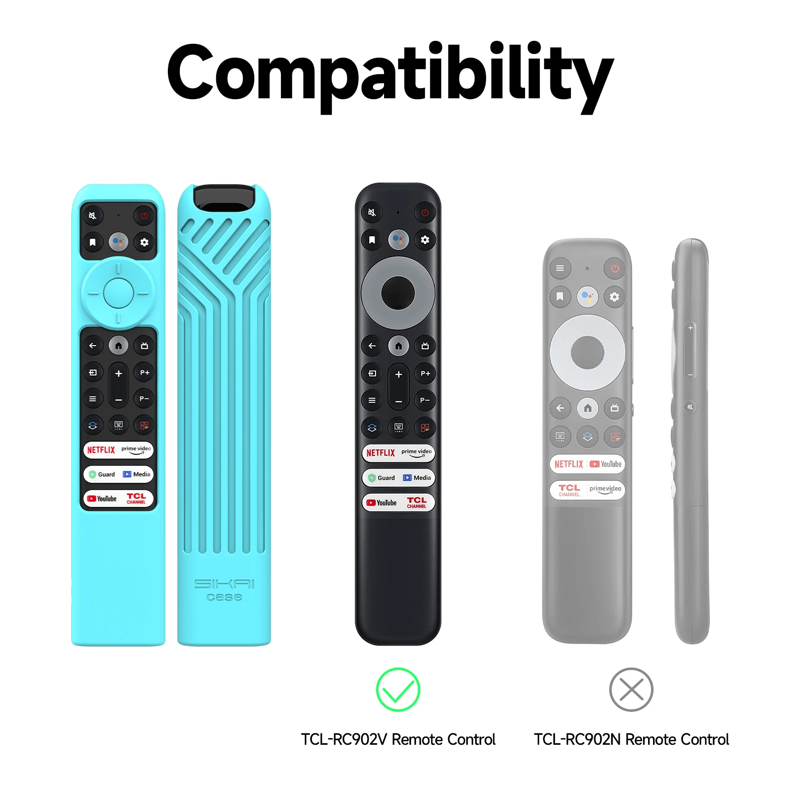 Silicon Remote Case for TCL TV Remote Control RC902V FMR1 Google Android Smart QLED Voice TV Protective Cover Environmentally