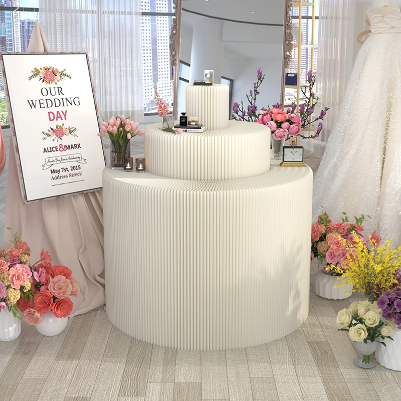 Cylinder booth display stand, wedding dessert table, window, water table, ladder, display table, luminous organ paper