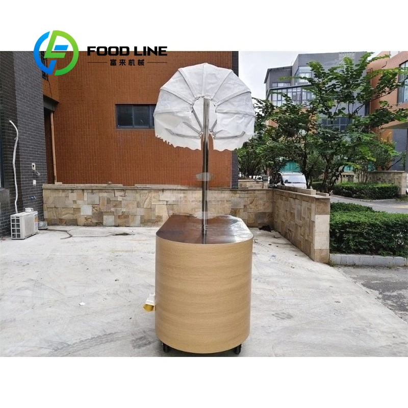 Customized Portable Mini Push Cart Commercial Street Snack Ice Cream Mobile Food Display Cart with Adjustable Shelves