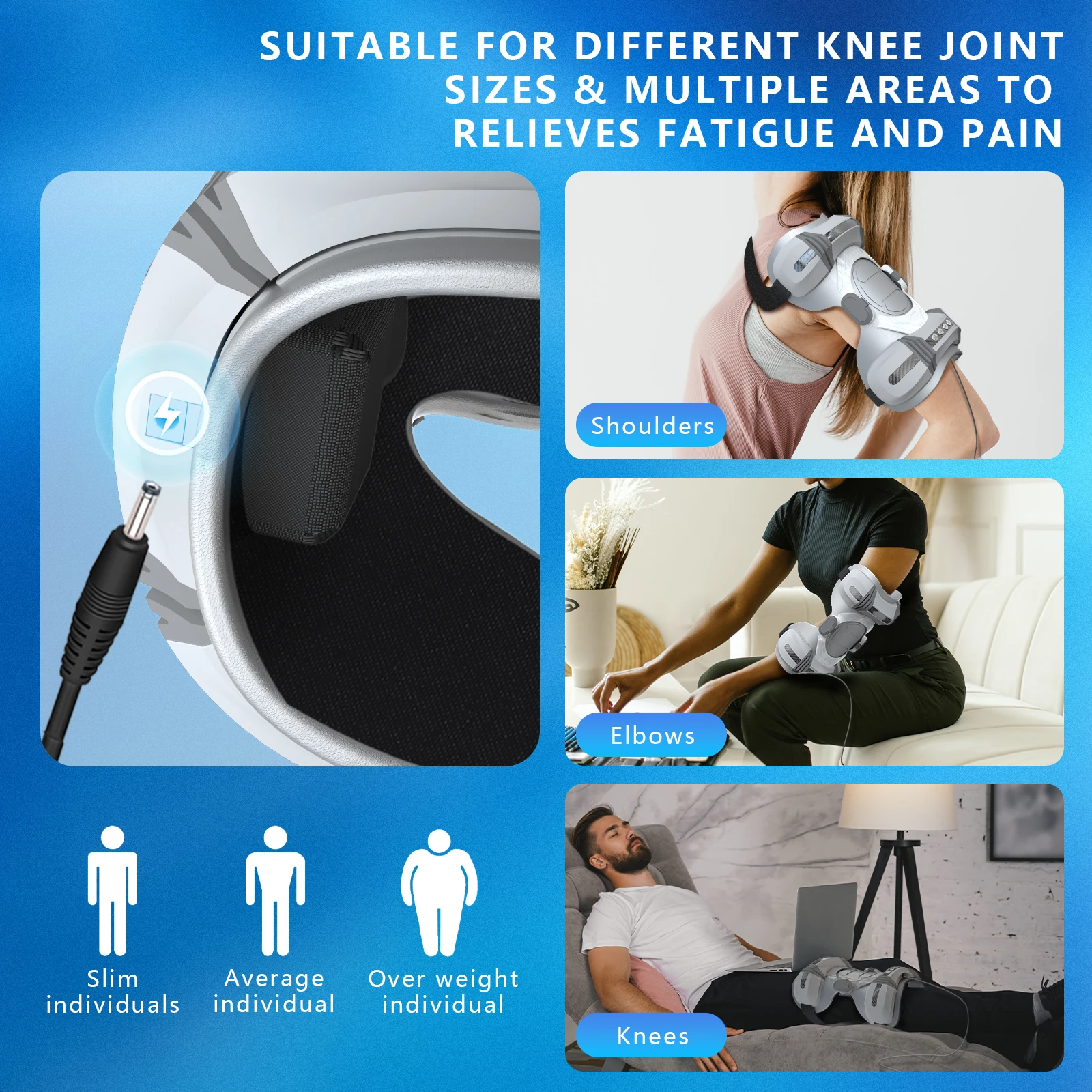 Knee Massager 4 Airbag 3 Level Squeeze Massage 3-IN-1 Heat Vibrating Relieve Knee Pain Relaxing Muscles Circulates Blood