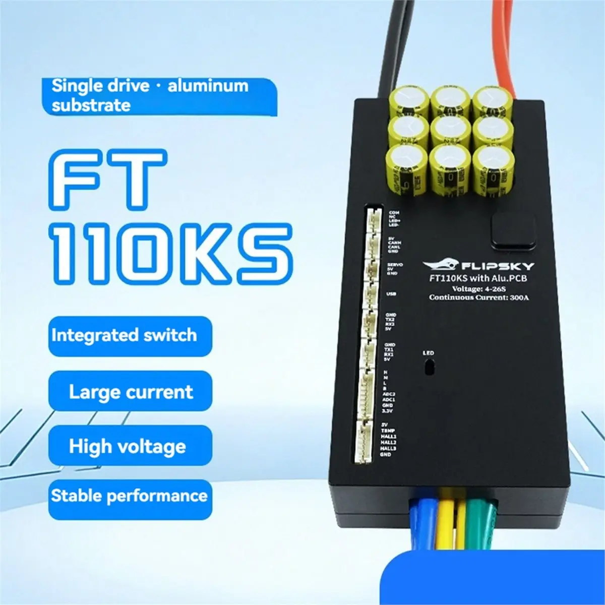 L77A  FT110KS ESC with Alu.PCB 110V 300A High Voltage High Current FPV Robot ESC for Robot DIY Off-Road Vehicles
