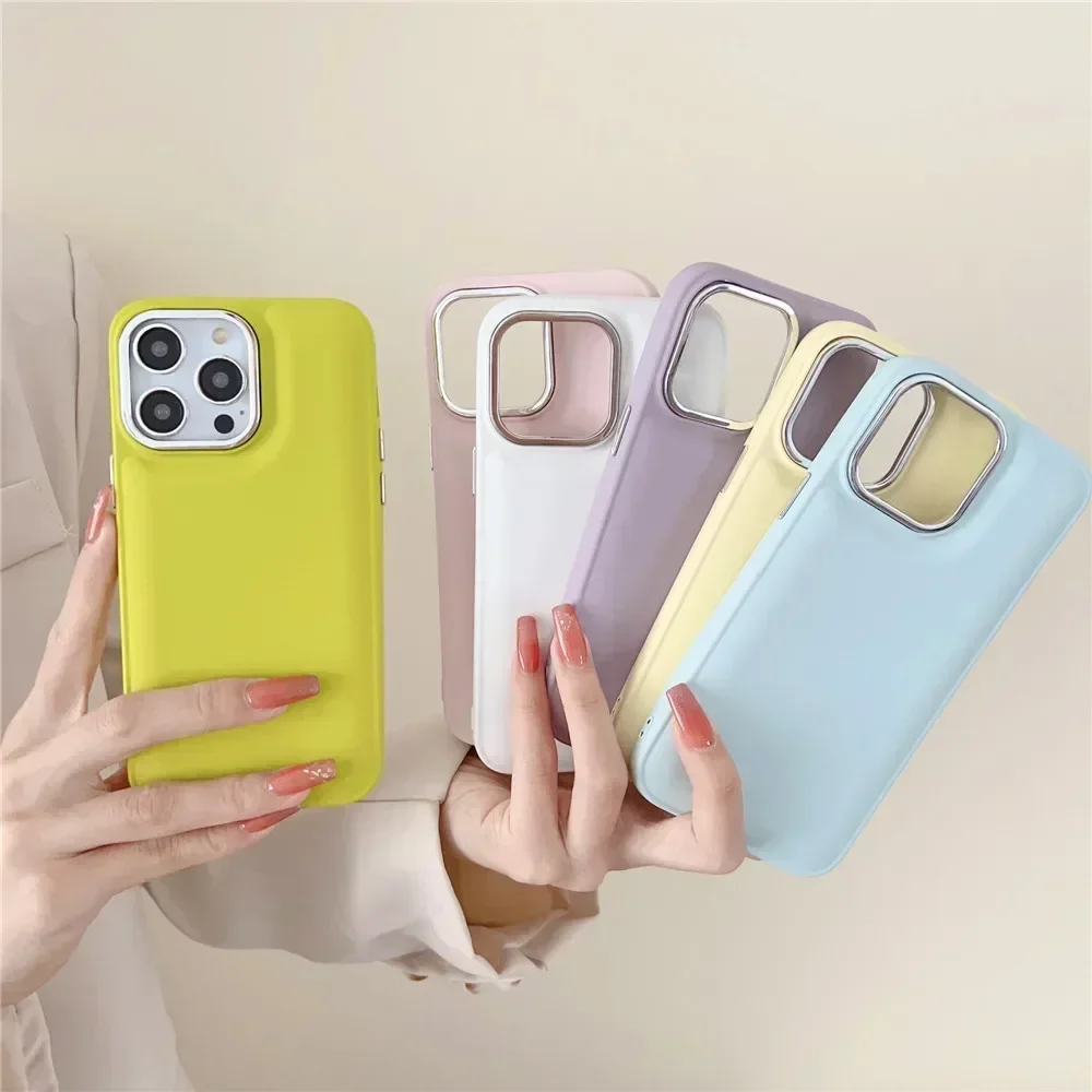 

Luxury Plating Air cushion Phone Case For iPhone X XR XS 14 13 11 12Pro Max Solid Color Shockproof Soft Silicone Anti-drop Cover