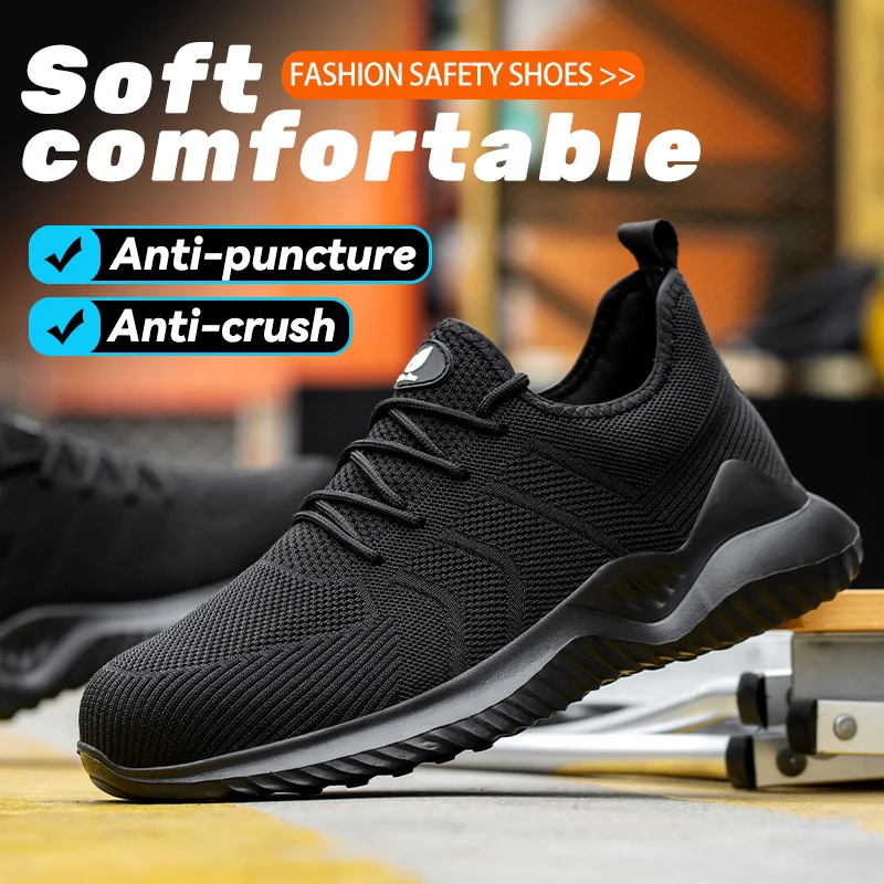 Lightweight Mesh Breathable Men's Safety Work Shoes With Steel Toe, Anti Puncture And Anti Slip Protective Shoes, Safety Shoes