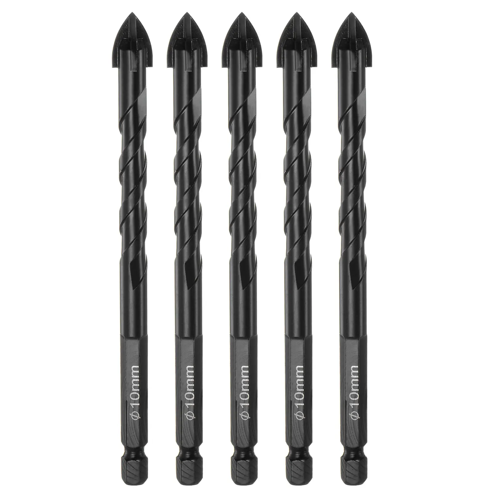 

5pcs 10mm/12mm Masonry Drill Bits Concrete Drill Bit Set for Concrete Brick Wall Tile Glass Hex Shank Carbide Cross Drill Bit