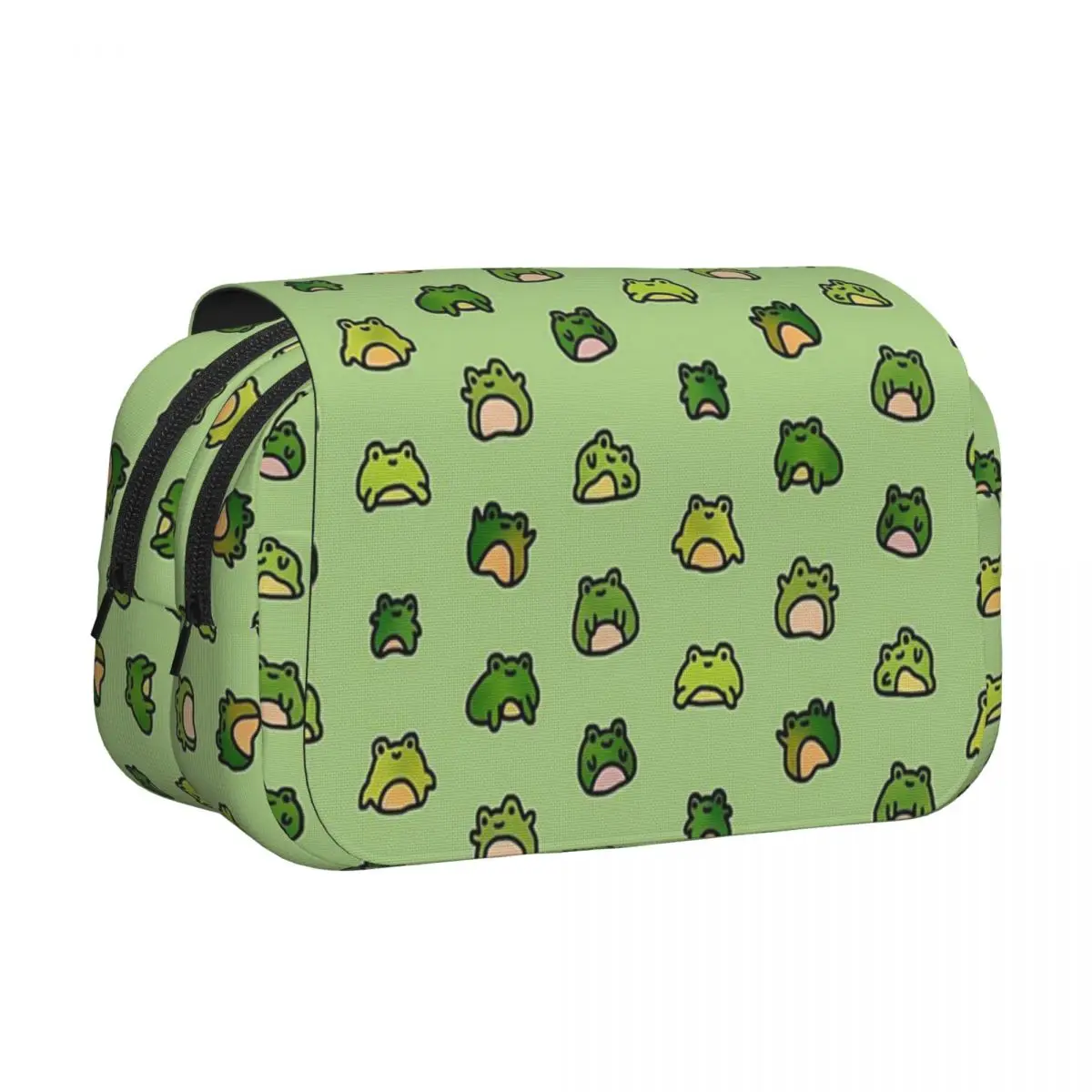 Frogs Doodle Pencil Cases Pencil Pouch Hard Shell Leather Big Capacity Pen Box Pencil Bag for Boys Girls Gifts