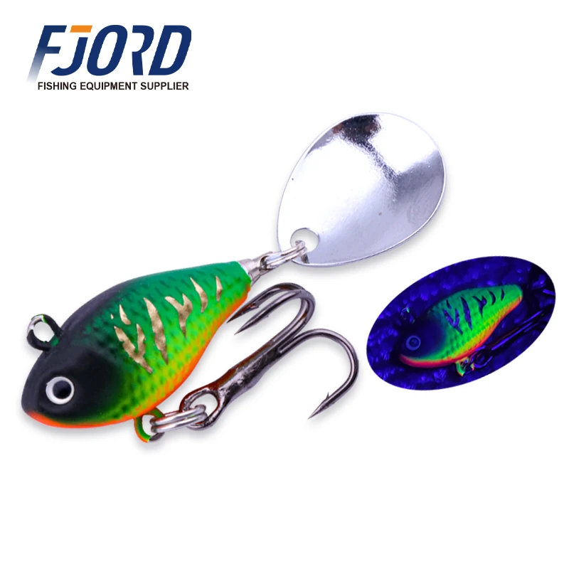FJORD Spinner 10,5 g 14 g 21 g Angelköder, rotierender Paillettenschwanz, UV-Effekt, Oberfläche, Vib, Jig-Köder, Süßwasser-Salzwasser-Angelartikel