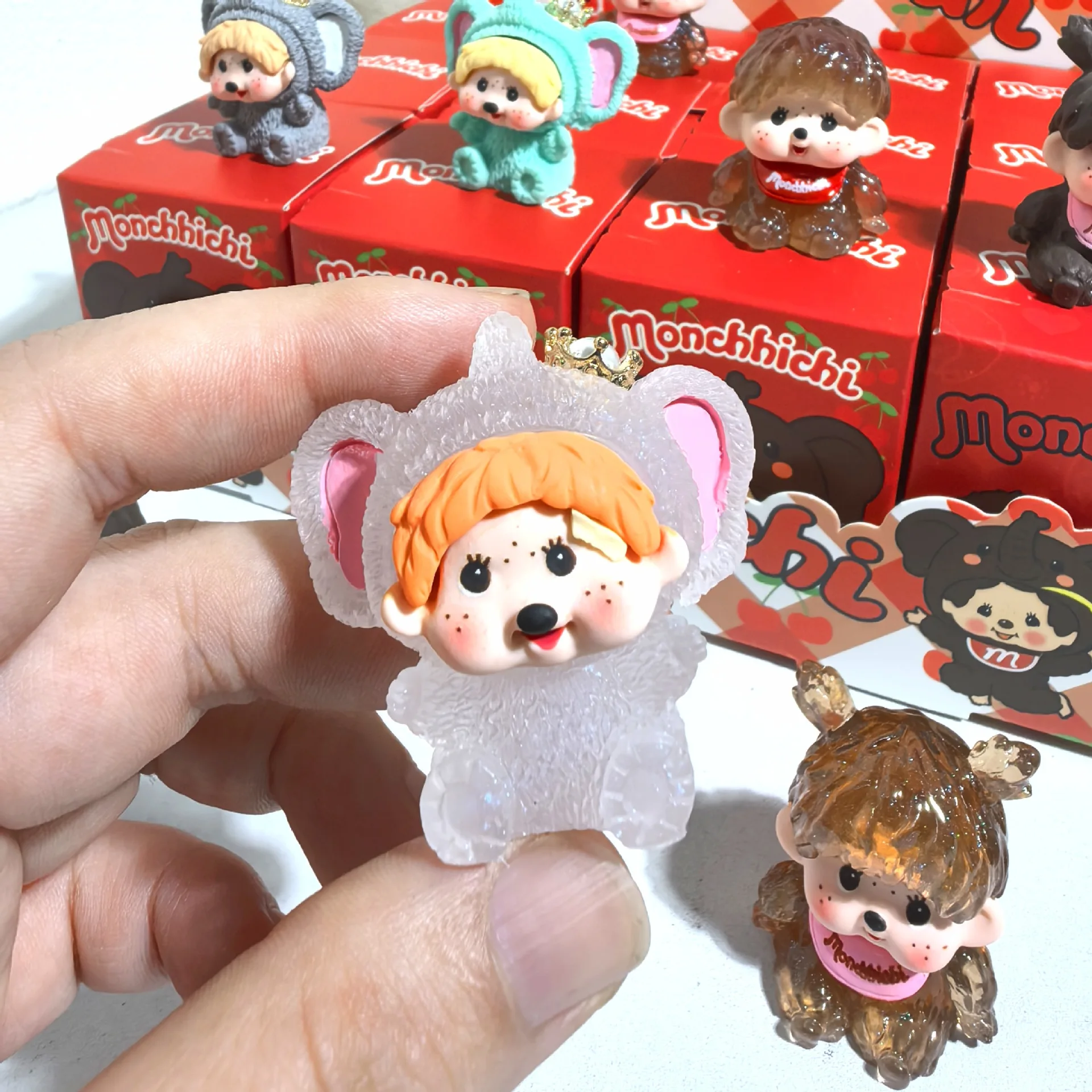 

Cute ‌Monchhichi Ornament Kawaii Resin Action Figure Trendy Toy Desktop Car Decoration Lovely Surprise Gift