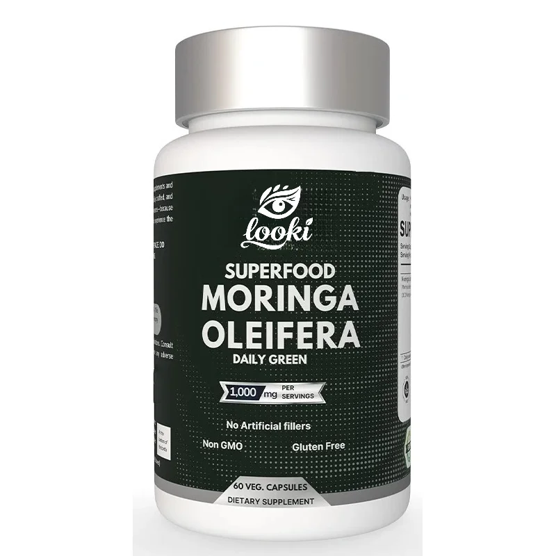 Organic Green Moringa Leaf Supplement, Promoting Energy, Metabolism, and Immune Support, 60 Capsules, Natural Superfood