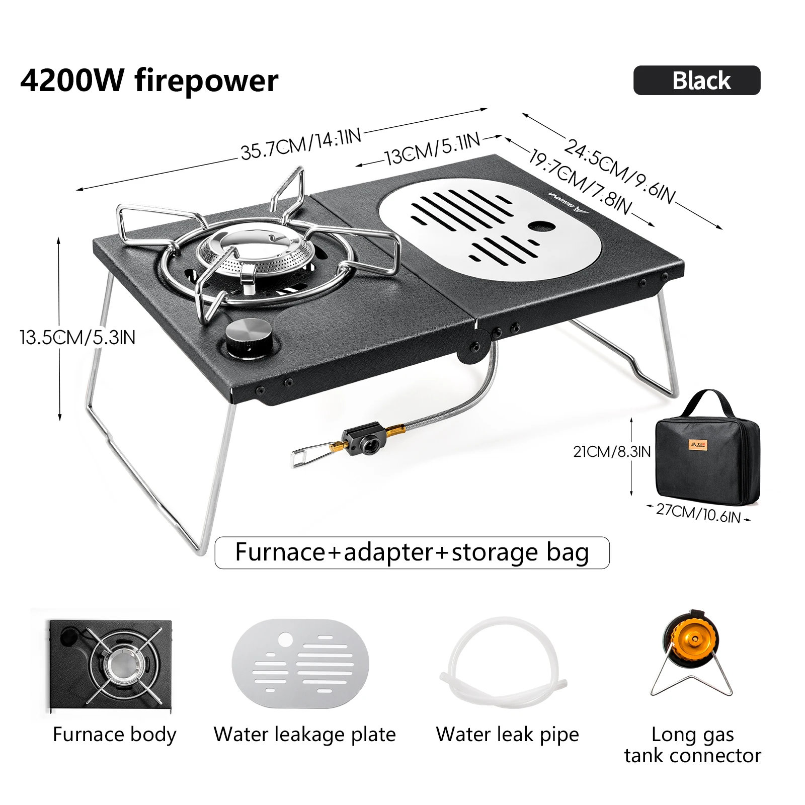 Built-in/Desktop Dual-use Camping Gear Outdoor Burner For Hiking Cooking Tea Brewing Use ，4200W Portable IGT Gas Stove