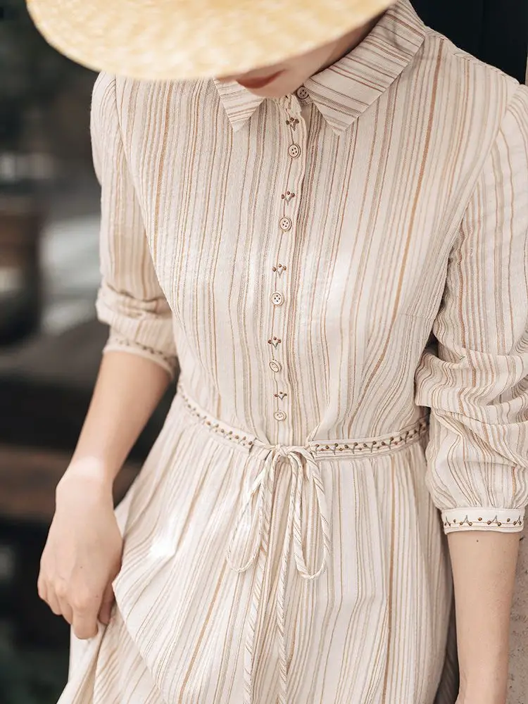 Langärmliges Hemdrockkleid für Damen, mittellanger Taillen-Schlankheits-Hemdrock mit Temperament der neuen High-End-Hemdrock