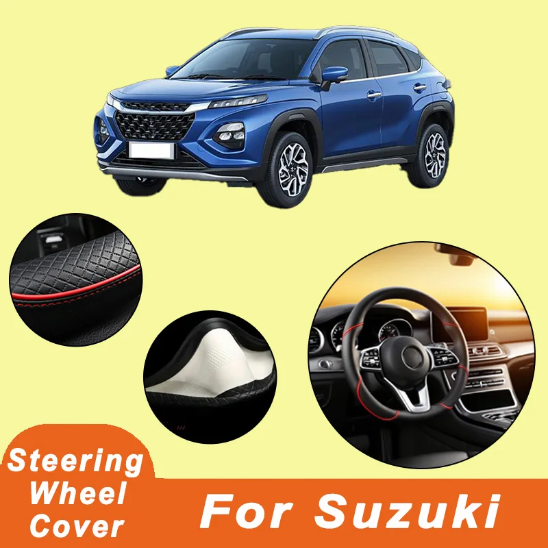 

For Suzuki Series 38cm Car Leather Steering Wheel Cover- Anti-Slip, Wear-Resistant, All-Season, Universal | Cubre Volante Auto