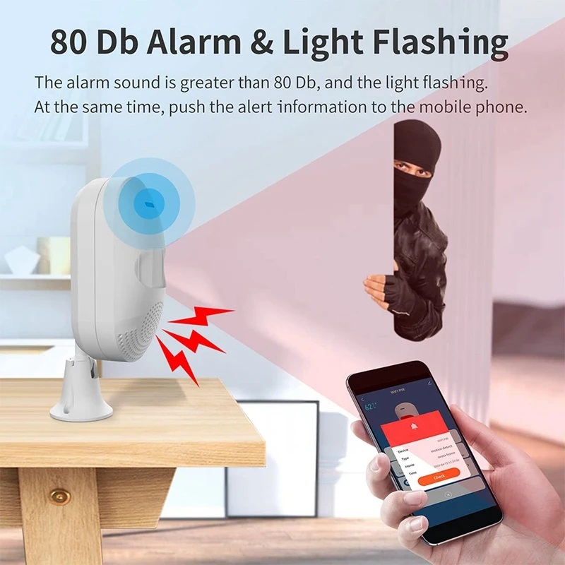 Alarme De Detecção De Movimento PIR, Detector Infravermelho Independente WiFi, Sensor Infravermelho Sem Fio, Controle APP para Casa