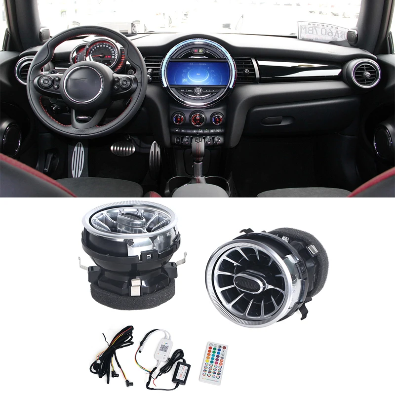 2PC LED Front Dashboard AC Air Condition Vent Outlet For BMW MINI JCW F56 Air Condition Vent Outlet Interior Trim Car Accessorie