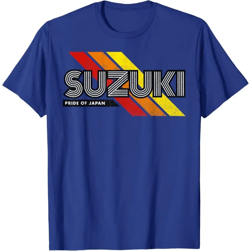 سوزوكي دراجة نارية نادي الوزن الثقيل دراجة نارية قصيرة الأكمام تي شيرت فضفاض أزياء الرجال القطن الخالص الصيف نمط الشارع