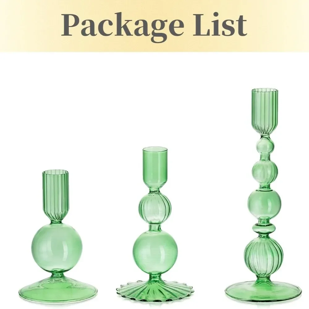 NONE 3 Stück Kerzenhalter aus Glas, konische Kerzenhalter aus Glas, grooviger, gewellter, eleganter Kerzenständer für die Party-Dekoration zu Hause 6