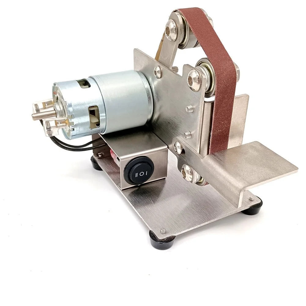 Multifunctional 15mm Mini Electric DIY Polishing Grinder Belt Sander for Woodworking with Cutter Edges Sharpener