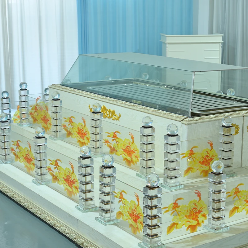 Customized Farewell Hall Balcony System Crystal Coffin Memorial Viewing Platform Funeral Home Supplies Mortuary Equipment
