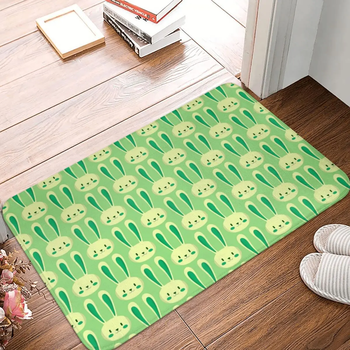 Cute Pink Love Rabbit Pattern Doormat Kitchen Entrance Home Floor Mat Non-slip Carpet Rug for Bathroom Footpad Mats