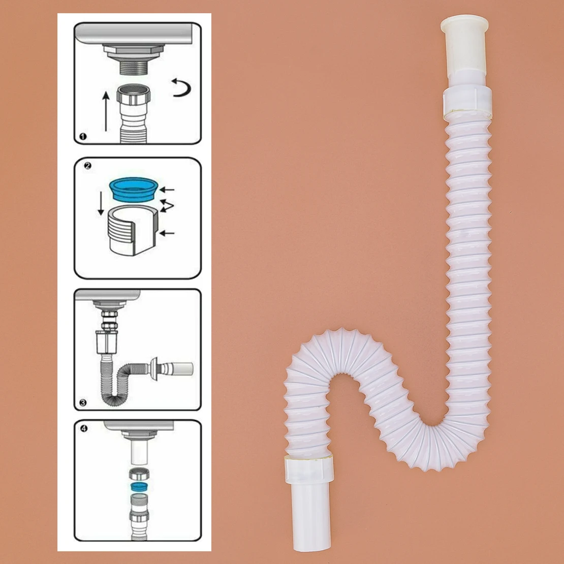 

Универсальный гибкий шланг из белого АБС-пластика для ванной и кухни