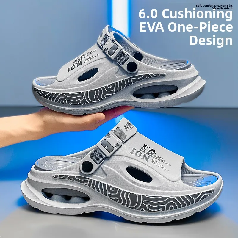 Men's Summer Outdoor Slip-resistant Thick Bottom Heightening Driving Casual Sports Big Size Beach Sandals Comfortable Slip-ons