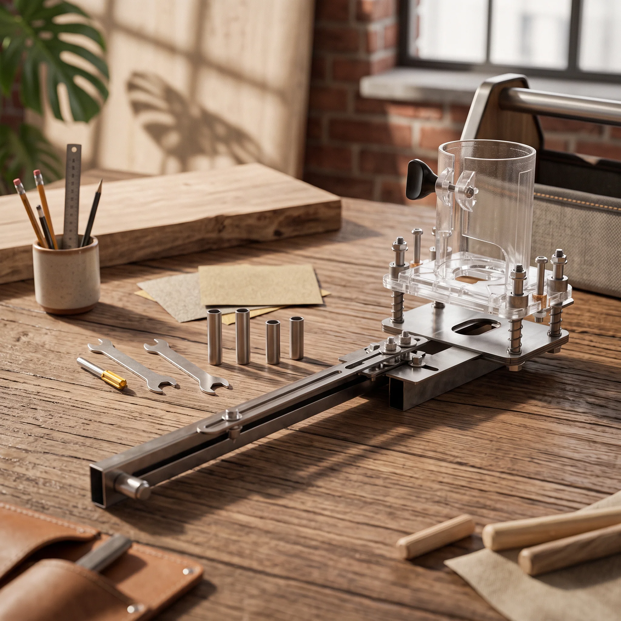 Wood-Routing Slotting Jig Precision Slotting Jig with Guide Rail Tool Sturdy Heavy-Duty for Woodworkers, Furniture Joinery