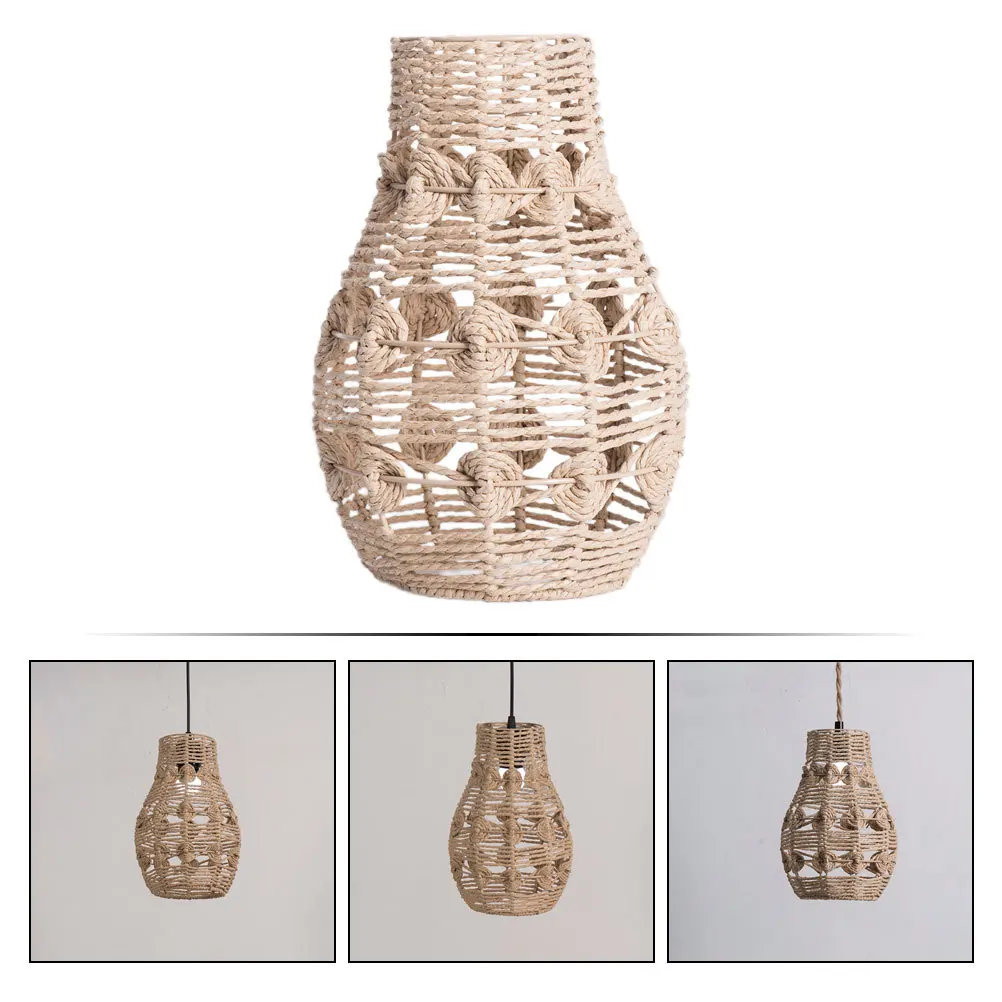 

Woven Lampshade Hanging Lamp Shade Rustic Farmhouse Pendant Lamp Shade for Restaurant Hotel Indoor Lighting Bulb Lampshade