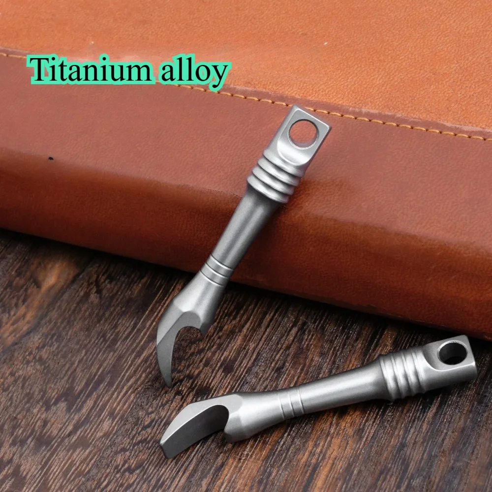 

New Titanium Alloy Pry Bar Mini Keychain Pendant EDC Multifunctional Express Delivery Tool Bottle Opener
