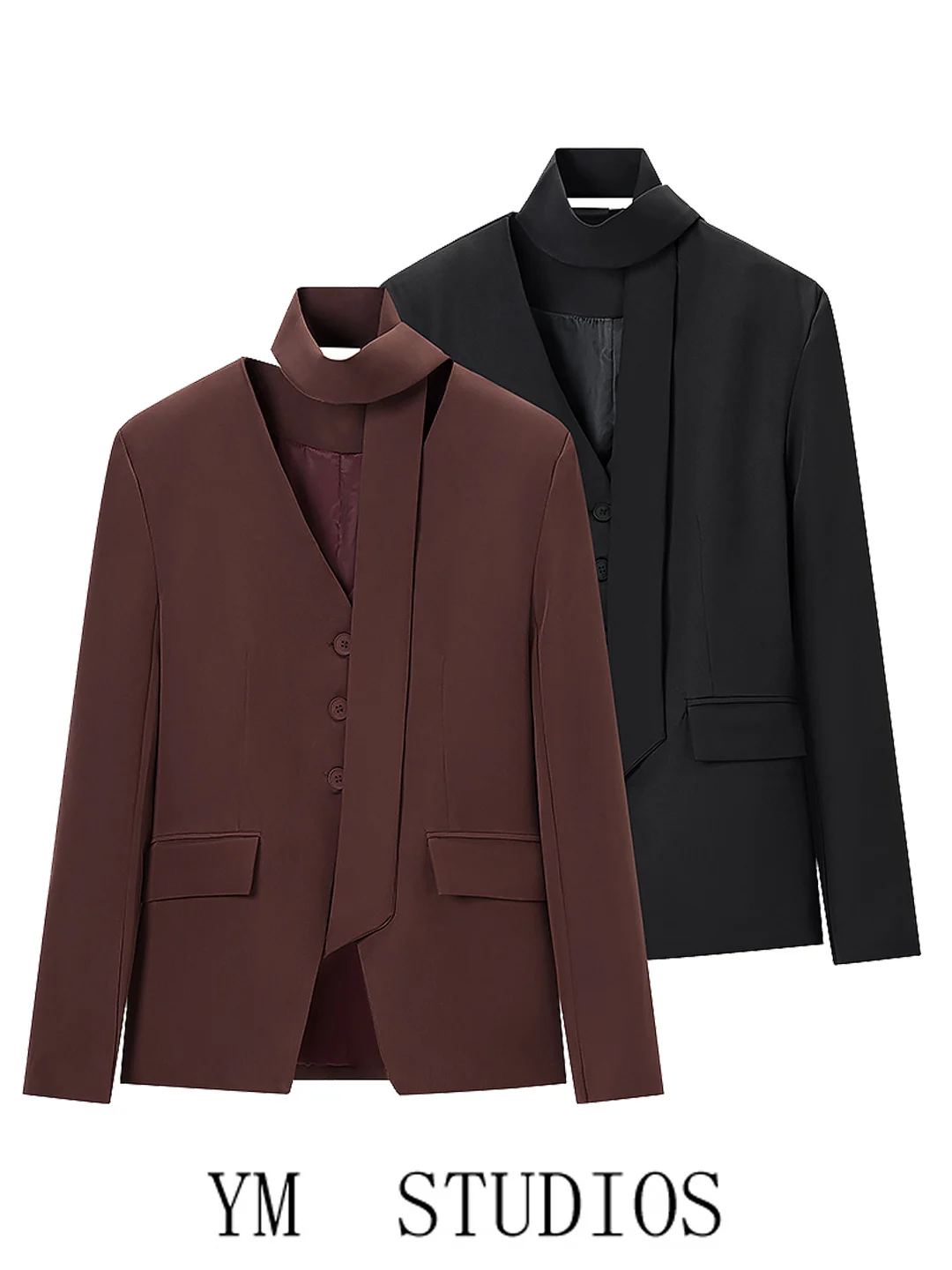 Business Women's Slim Fit Long Sleeve V-Neck Suit Jacket Office Wear Polyester Fiber Unique Design Autumn Season Outerwear