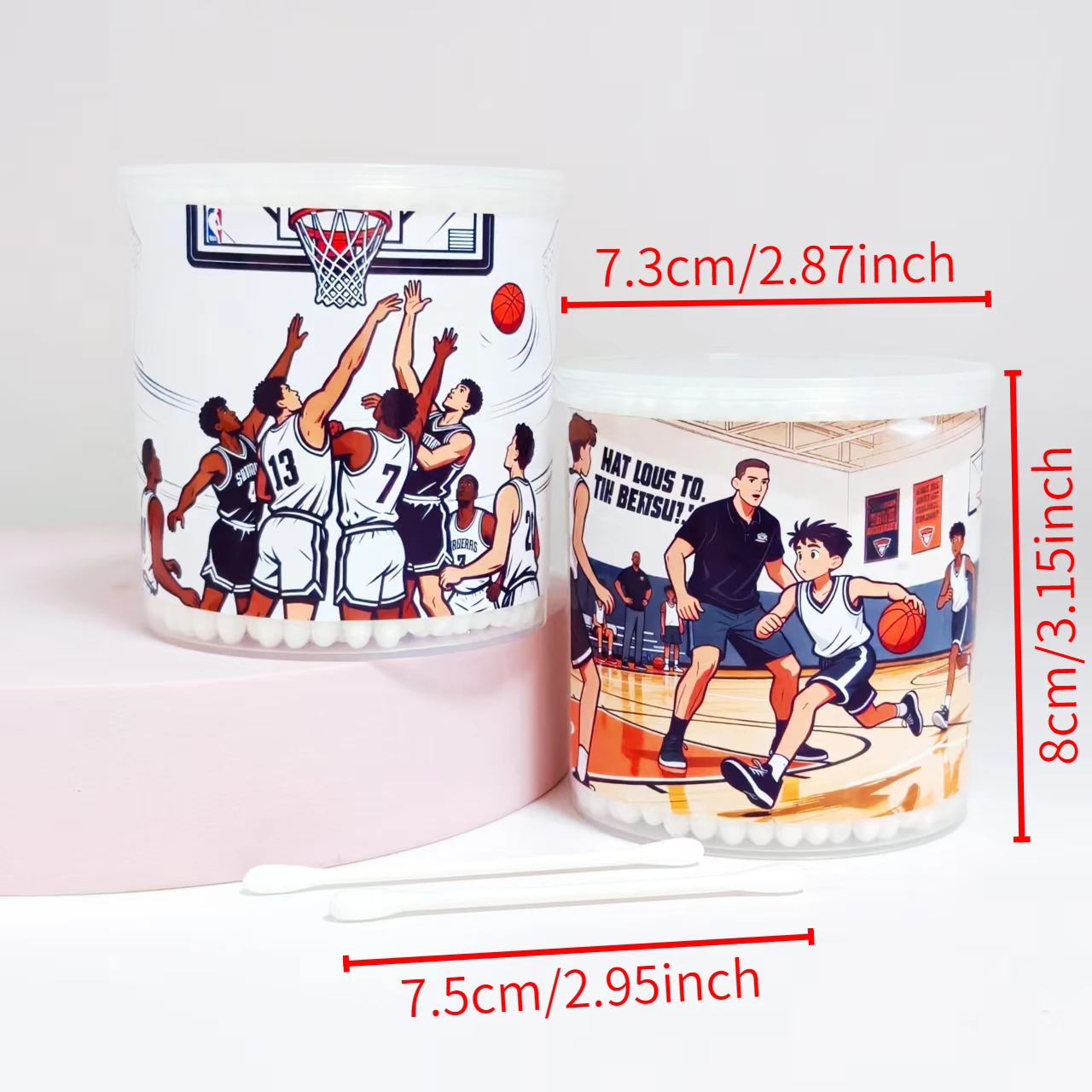 Tampone di cotone bianco a doppia testa con motivo a tema basket da 200 pezzi/400 pezzi