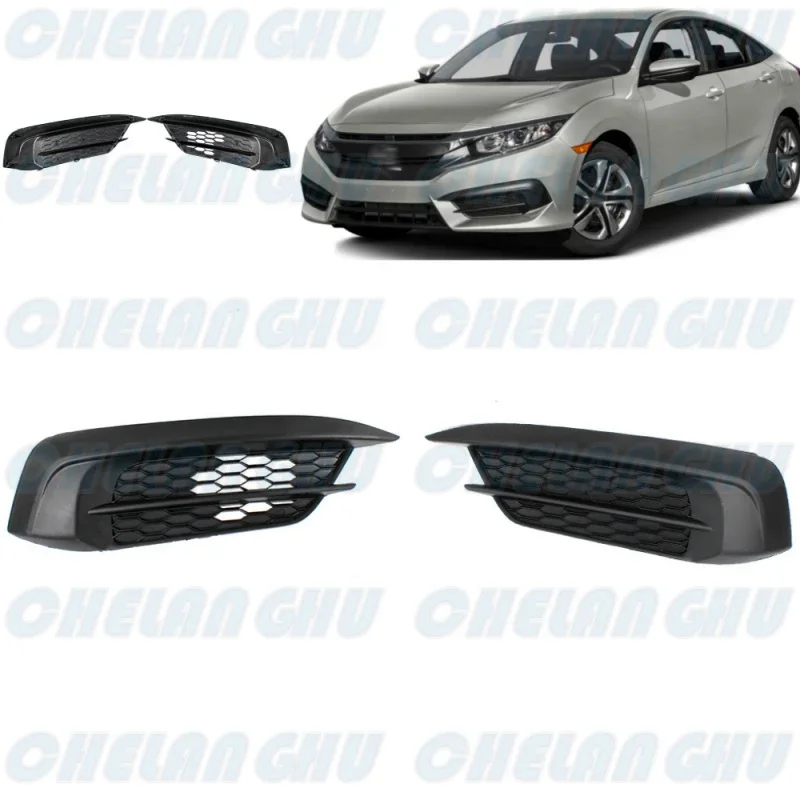 

For Honda 10th Civic FC1 Sedan / Coupe 2016 2017 2018 1 Pair Fog lamp frame Front Bumper Fog Lamp Light Grille Cover