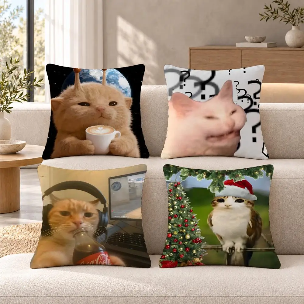 Meme Animals P-Popular Emoticons Animals Cushion Cover Soft Short Plush Sofa Bedroom Den Car Dorm Decor Gifts