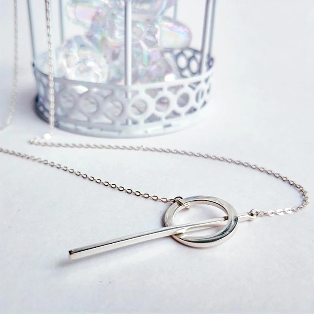 INS أسلوب بسيط قلادة طويلة قلادة للنساء رومانسية 925 فضة الذهب اللون فضي اللون هدايا thdaFine مجوهرات #4