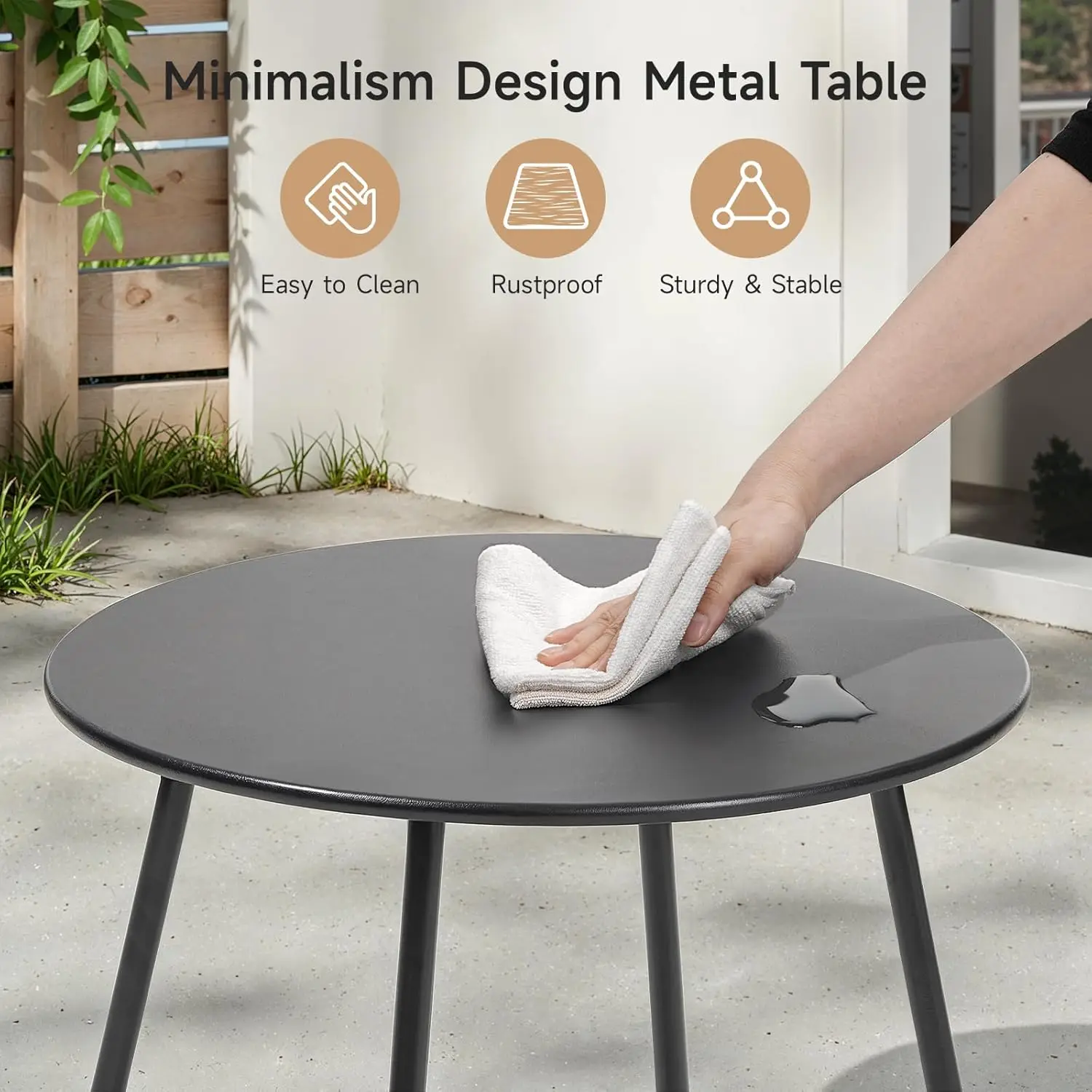 مجموعة أثاث الفناء المكونة من 3 قطع، مجموعة محادثة خارجية مع كرسيين خارجيين وطاولة قهوة، أثاث خارجي لحديقة الشرفة