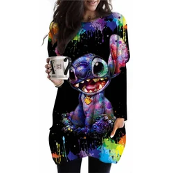 Disney's Lilo & Stitch Women's Long Sleeve T-shirt Autumn Casual Cute New Youth Women's Wear Y2k Kawaii 3D Printed High Quality