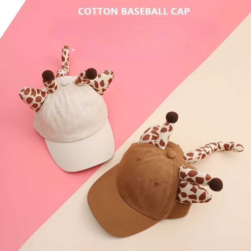 Cute Giraffe Kids Baseball Cap Adjustable Sun Hat For Boys Girls Cartoon Animal Toddler Peaked Cap Outdoor Hat
