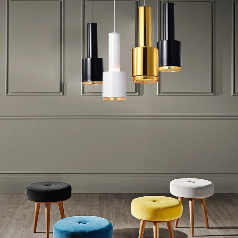 Nordic Artek Metal Led E27 Pendant Light Black White Gold Hanging Lamp for Bedroom Living Room Bed Side Suspension Lamp Fixtures
