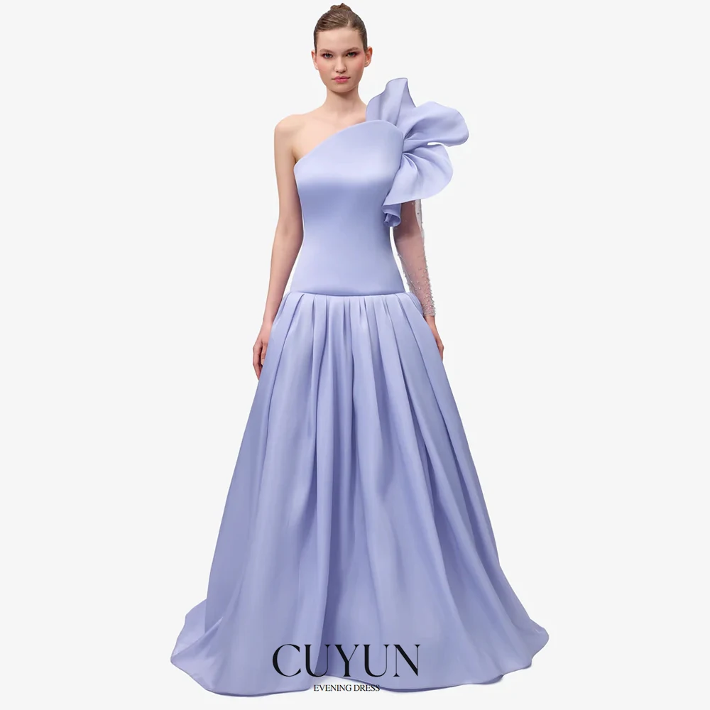 

CUYUN Lavender One-Shoulder Women's Evening Dresses Customized Ruffled A Line Party Dresses for Special Occasion 2025 Gala Dress