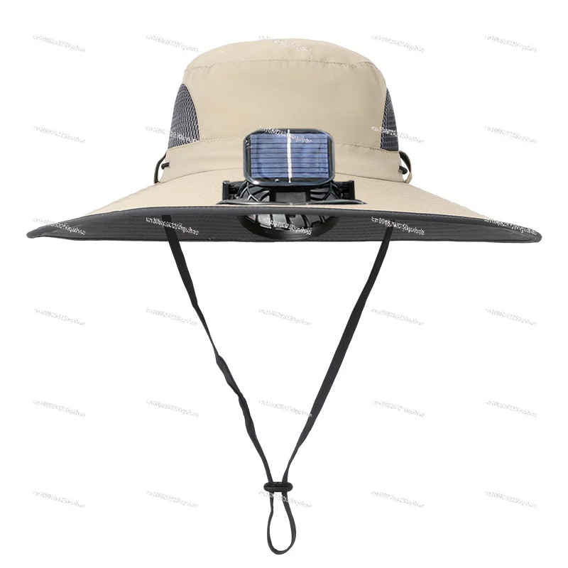 

Solar fan hat high wind charging men's summer outdoor shading sun protection hiking bucket hat
