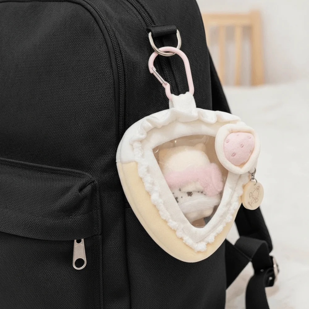 Transparent Strawberry Cake Storage Bag with Clear Window Protector Case Colorful PVC Material Display Bag Decorative Pouch