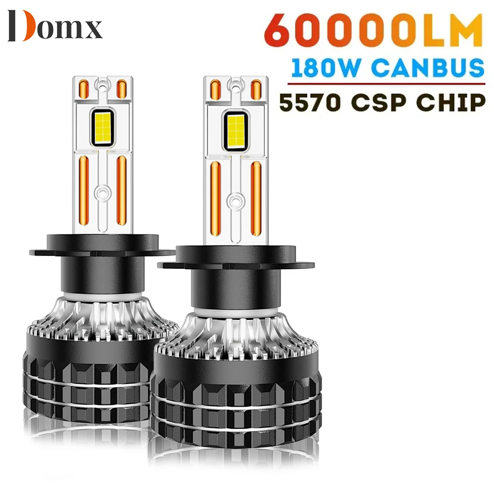 Domx K5C H7 LED 60000LM Headlights Canbus 8000K H1 H4 H11 9012 HIR2 H8 H9 9005 9006 HB3 HB4 High Power 6000K 5570 CSP Chips