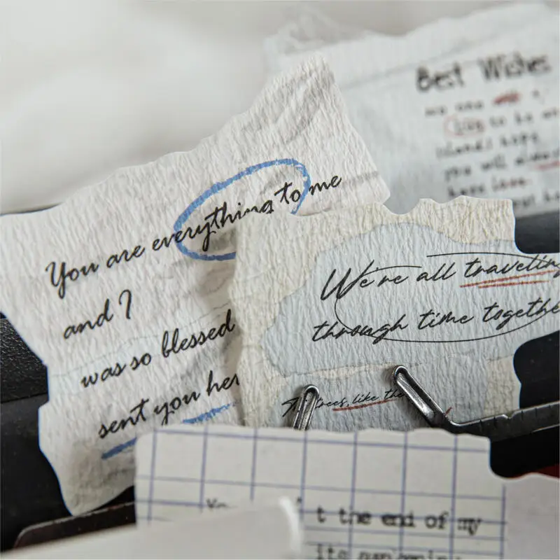 20 قطعة من Card Lover [سلسلة كاتبة] ورق قصاصات بلون الأرض العتيق مع فقرات طويلة باللغة الإنجليزية ومجلات نصية ممزقة