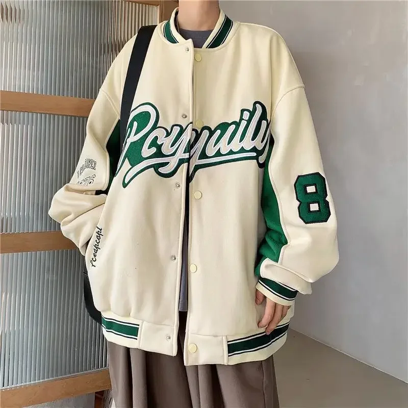 

2024 Autumn New Men's Loose Jacket Coats Korean Fashion Harajuku Bomber Jacket Men Y2k Baseball Jacket Streetwear Sweatshirt
